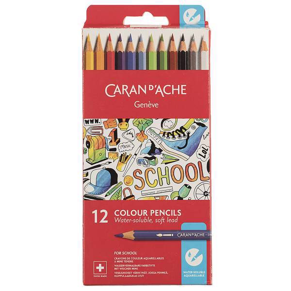 مداد آبرنگی 12 رنگ کارن داش، Caran dAche 12 Watercolor Pencil