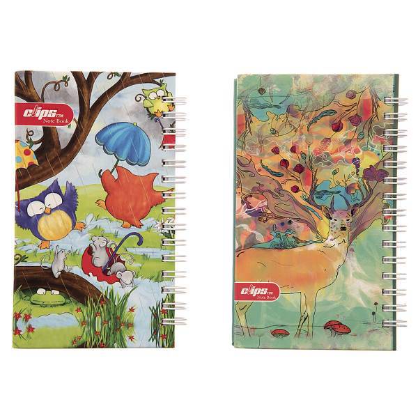 دفتر یادداشت کلیپس طرح جغد و گوزن بسته 2 عددی، Clips Owl and Deer Design Notebook Pack of 2