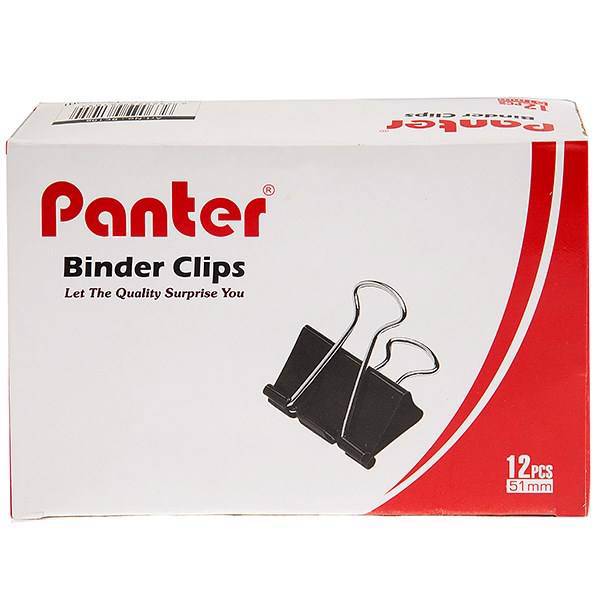 گیره کاغذ پنتر سایز 51 میلی متر، Panter Binder Clip Size 51mm - Pack of 12