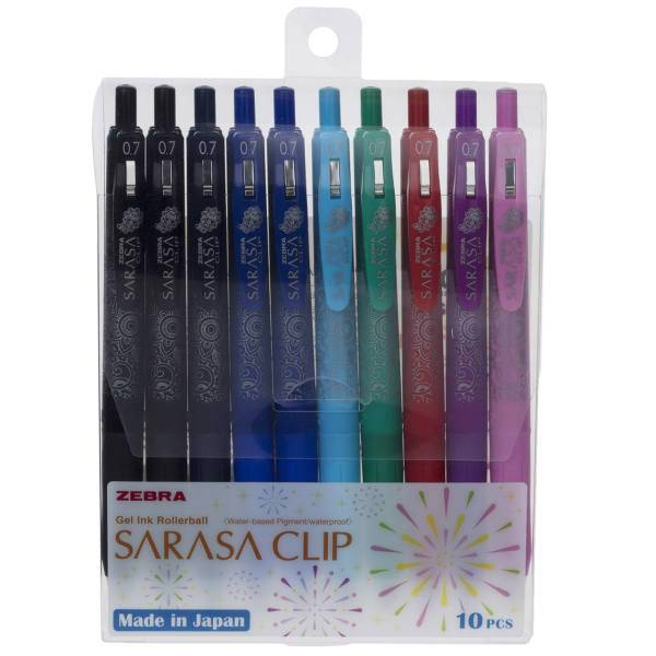 روان نویس زبرا مدل Sarasa Clip طرح ترمه بسته 10 عددی، Zebra Sarasa Clip Pen Pack of 10