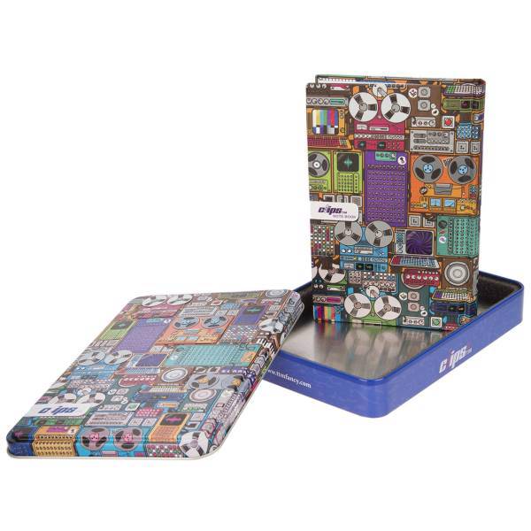 دفتر یادداشت کلیپس طرح استودیوی موسیقی به همراه جعبه، Clips Music Studio Notebook with Box