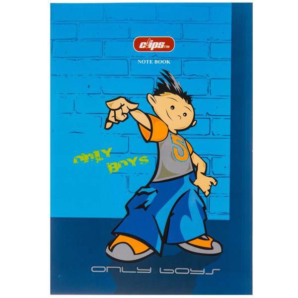 دفتر 50 برگ کلیپس طرح پسر جلد شومیز، Clips 50 Sheets Soft Cover Boy Design Notebook