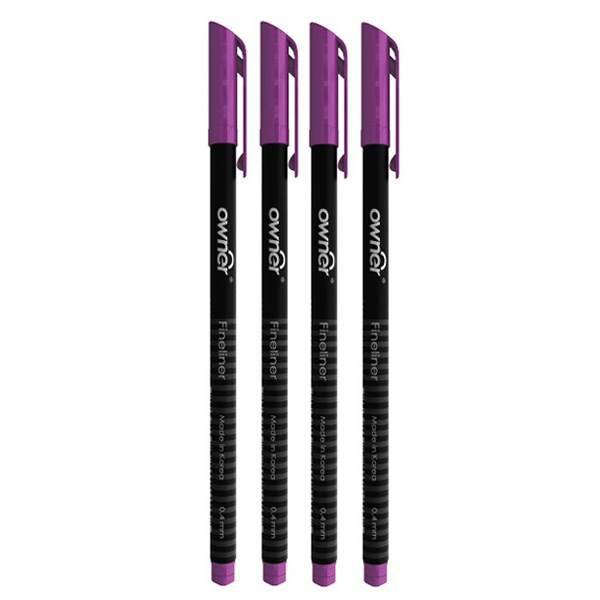 روان نویس اونر مدل Black Body 0.4 Violet - بسته 4 عددی، Owner Black Body 0.4 Violet Rollerball Pen - Pack of 4