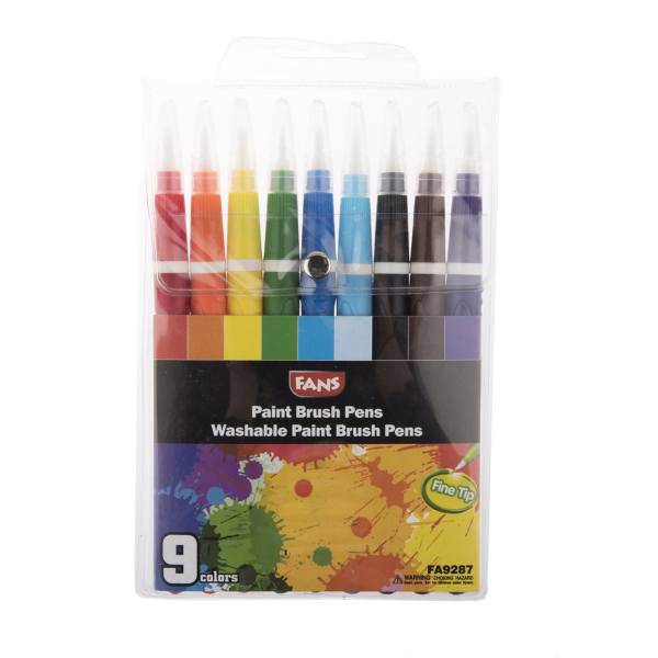 قلم آبرنگی 9 رنگ فنس مدل Washable، Fans 9 Washable Paint Brush Pens