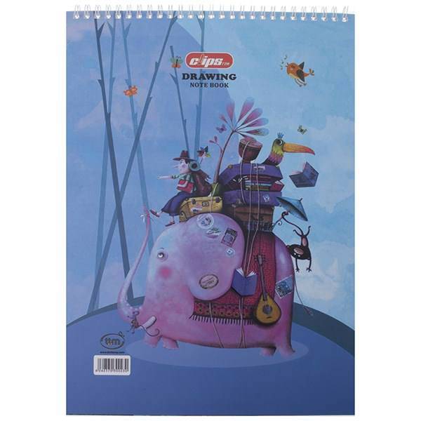 دفتر نقاشی 30 برگ کلیپس طرح مسافر 2 جلد شومیز، Clips 30 Sheets Traveler 2 Design Soft Cover Painting Notebook