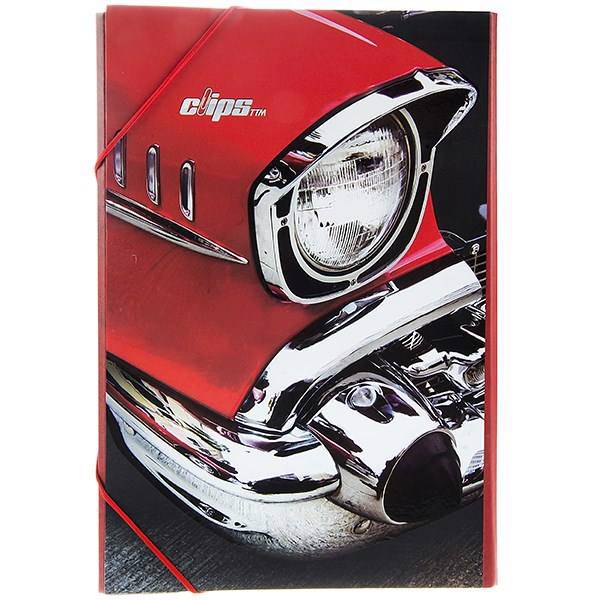 پوشه کش دار کلیپس طرح اتومبیل قرمز، Clips Rubber Red Car Design Folder