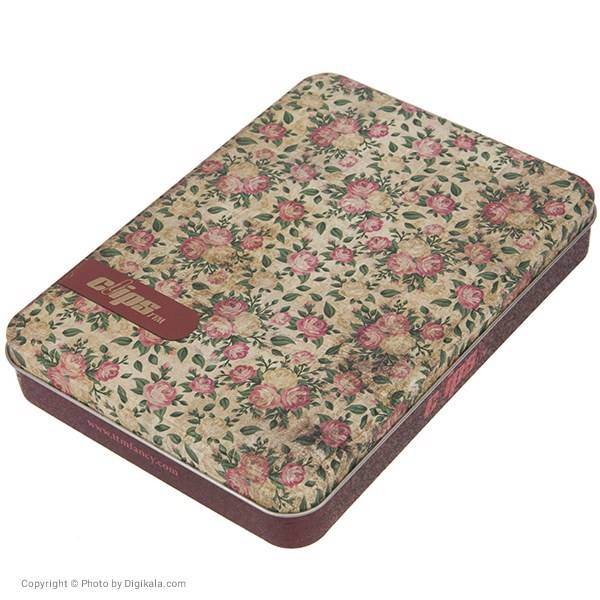 دفتر یادداشت کلیپس طرح گل رز زمینه کرم به همراه جعبه، Clips Cream Background Rose Flower Notebook with Box