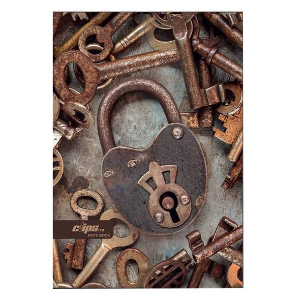 دفتر مشق کلیپس طرح قفل و کلید 100 برگ، Clips Lock and keys Design 100 Sheets Homework Notebook