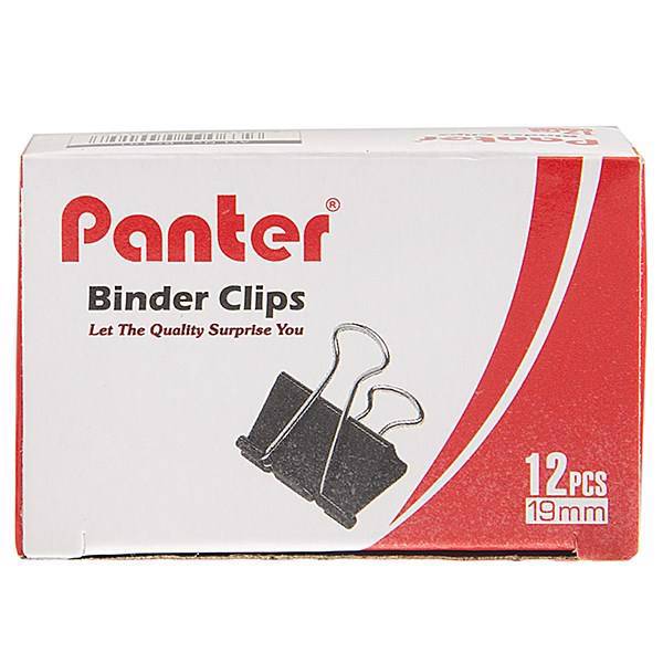 گیره کاغذ پنتر سایز 19 میلی متر، Panter Binder Clip Size 19mm - Pack of 12