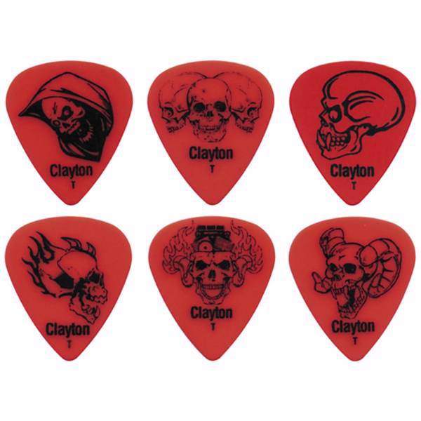 پیک گیتار الکتریک کلایتون مدل نازک Domonic Skulls بسته‌ دوازده عددی، Clayton Domonic Skulls Thin Guitar Picks 12 Pack