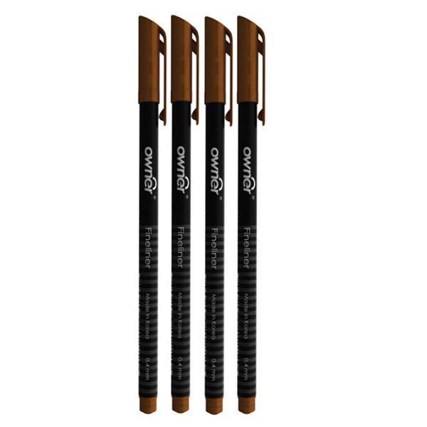 روان نویس اونر مدل Black Body 0.4 Brown - بسته 4 عددی، Owner Black Body 0.4 Brown Rollerball Pen - Pack of 4