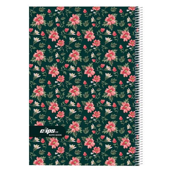 دفتر 100 برگ کلیپس طرح گل 2 جلد شومیز، Clips 100 Sheets Flower Design 2 Ring Soft Cover Notebook
