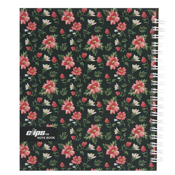 دفتر یادداشت 100 برگ کلیپس مدل گل 2، Clips 100 Sheets Flower 2 Design Hard Cover