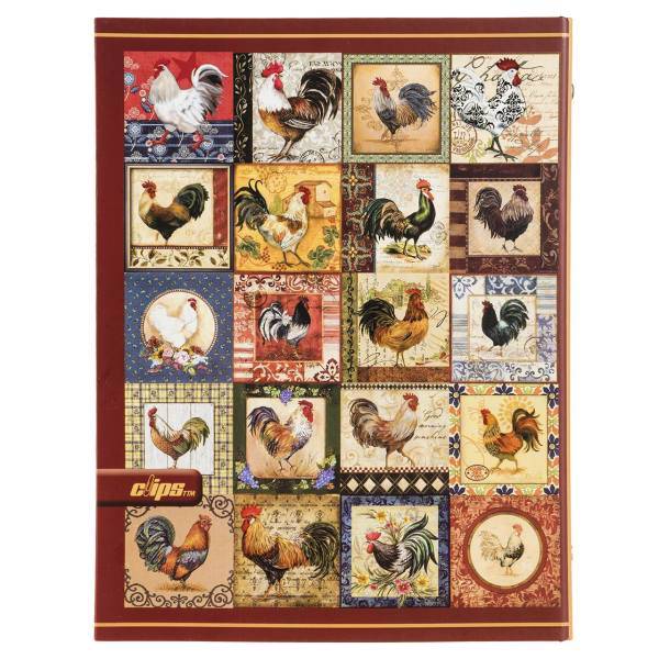 دفتر کلاسوری کلیپس طرح خروس 100 برگ، Clips Rooster Design Ring Binder Notebook 100 Sheets