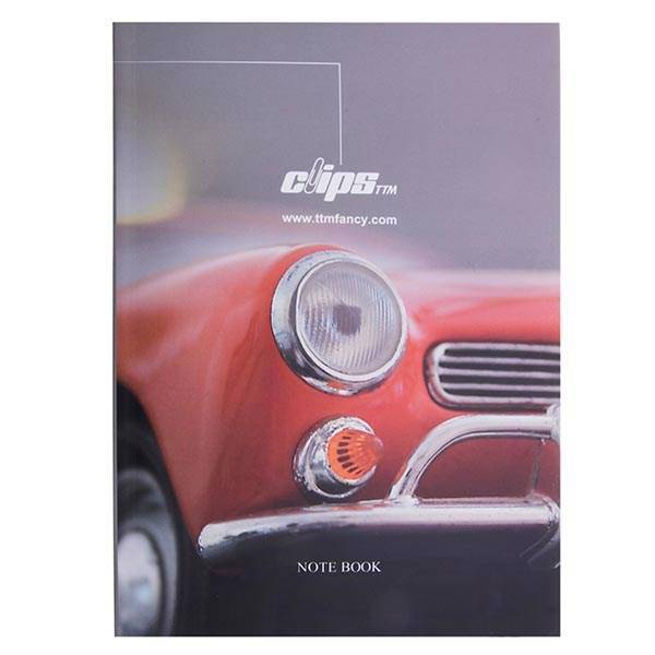 دفتر زبان 50 برگ کلیپس طرح ماشین قدیمی قرمز جلد شومیز، Clips 50 Sheets Traditional Old Red Car Design Soft Cover English Notebook