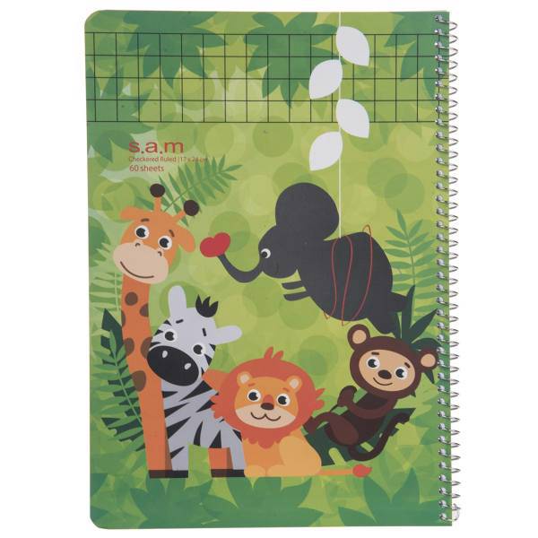 دفتر شطرنجی سم طرح حیوانات، Sam Animals Checkered Notebook