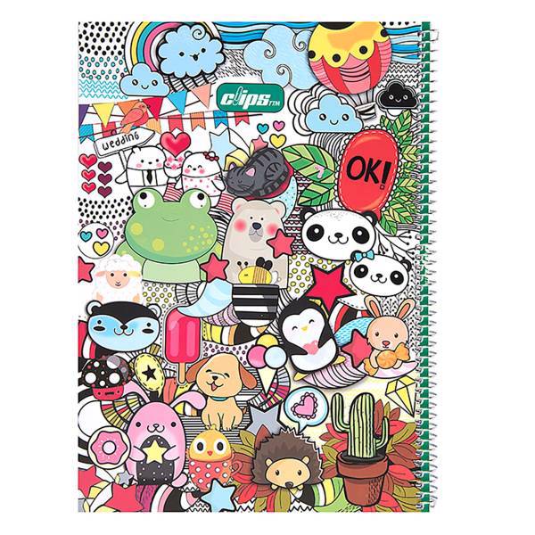 دفتر مشق کلیپس طرح مهمانی حیوانات، Clips Animals Party Design Notebook
