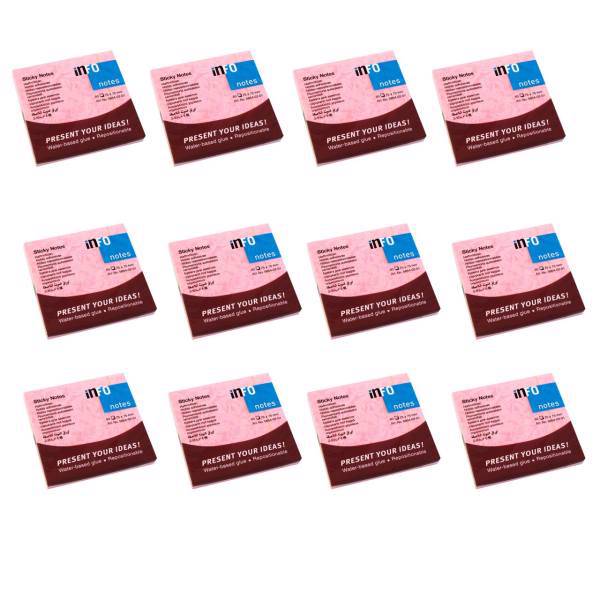 کاغذ یادداشت چسب دار اینفو طرح گل مدل 01-02-5654 بسته 12 عددی، INFO STICKY NOTES