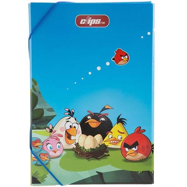 پوشه کلیپس مدل کش دار طرح پرندگان خشمگین، Clips Angry Birds Design Rubber Folder