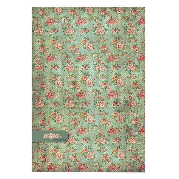 دفتر مشق کلیپس طرح گل زمینه سبز آبی 100 برگ، Clips Cyan Background Flower Design 100 Sheets Homework Notebook