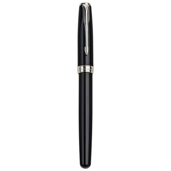 خودنویس پارکر سری Sonnet مدل Deep Black Lacquer قطر نوشتار M با گیره نقره ای، Parker Deep Black Lacquer Sonnet Series M Nib Fountain Pen with Silver Clip