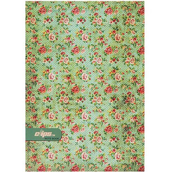 دفتر مشق کلیپس طرح گل زمینه سبز آبی 80 برگ، Clips Cyan Background Flower Design 80 Sheets Homework Notebook