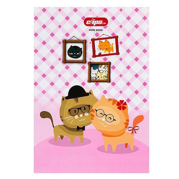 دفتر مشق کلیپس طرح گربه 80 برگ، Clips Cat Design 80 Sheets Homework Notebook