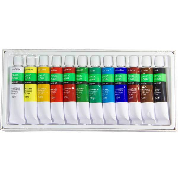 رنگ اکریلیک 12 رنگ آرت نیشن حجم 12 میلی لیتر، Art Nation 12 Color Acrylic 12ml