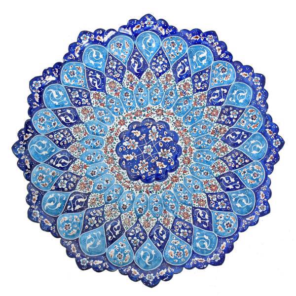 بشقاب مسی میناکاری شده سی دا طرح خطائی استاد شریعت کد 01050 قطر 25 سانتی متر