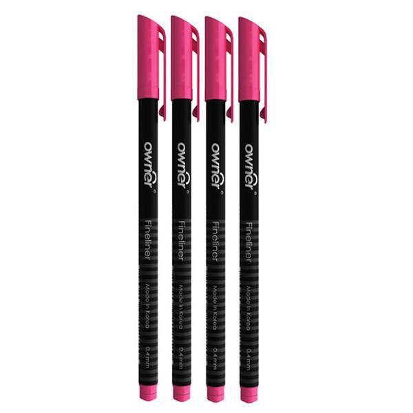 روان نویس اونر مدل Black Body 0.4 Pink - بسته 4 عددی، Owner Black Body 0.4 Pink Rollerball Pen - Pack of 4