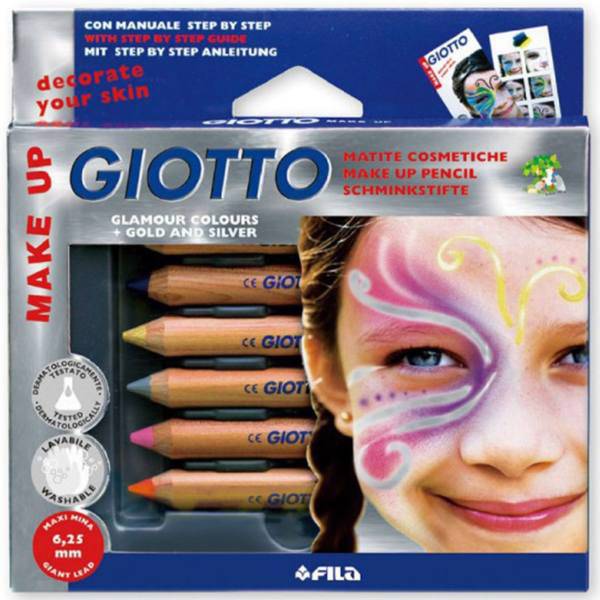 مداد گریم 6 رنگ جیوتو مدل Glamour، Giotto Glamour 6 color Make Up Pencil