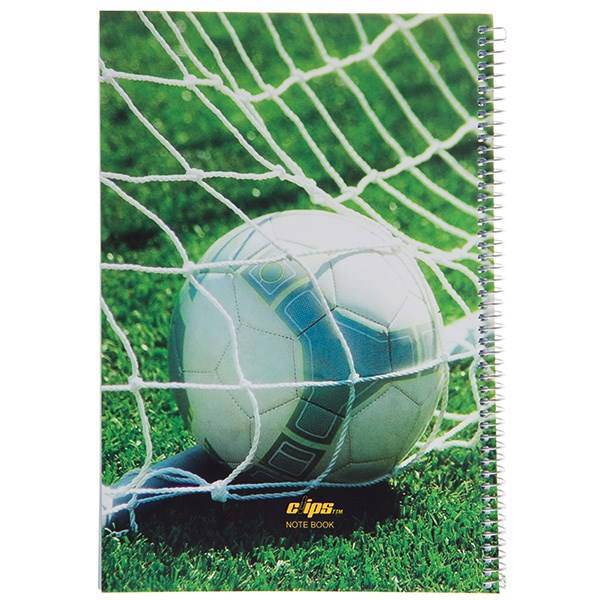 دفتر 100 برگ کلیپس طرح توپ فوتبال جلد شومیز، Clips 100 Sheets Ring Cover Soccer Ball Design Notebook