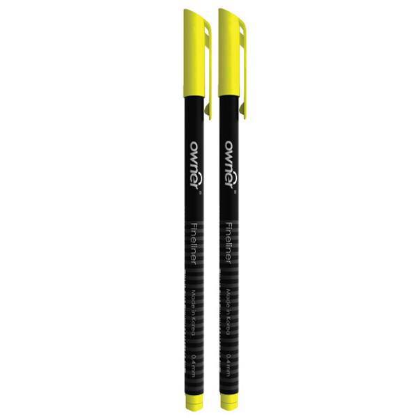 روان نویس اونر مدل Black Body 0.4 Yellow - بسته دو عددی، Owner Black Body 0.4 Yellow Rollerball Pen - Pack of 2