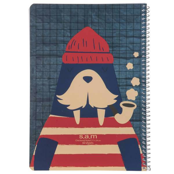 دفتر شطرنجی سم طرح سگ آبی، Sam Beaver Checkered Notebook