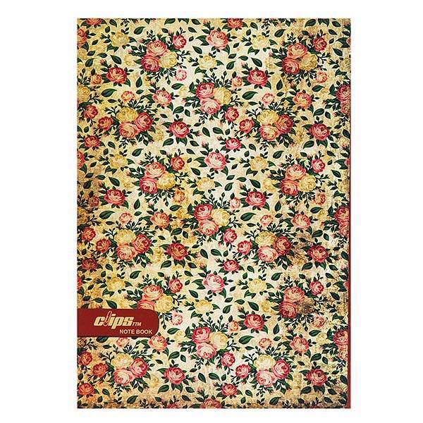 دفتر مشق کلیپس طرح گل زمینه کرم 100 برگ، Clips Cream Background Flower Design 100 Sheets Homework Notebook