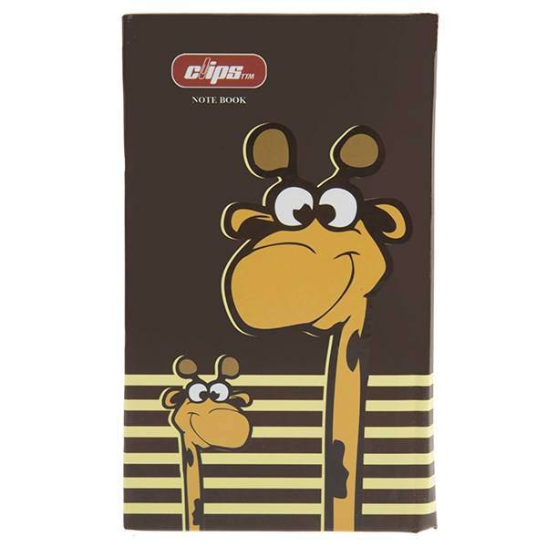دفترچه یادداشت 100 برگ کلیپس طرح زرافه جلد سخت، Clips 100 Sheets Giraffe Design Hard Cover Notebook
