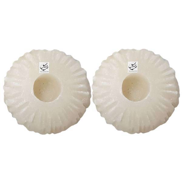 شمعدان سنگ نمک طب سنگ طرح جاشمعی آذرخش کد TC-40132 - بسته دو عددی، Tebsang AzarakhshTC-40132 Salt Stone Candlestick Pack Of 2