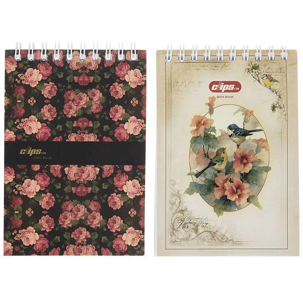 دفتر یادداشت کلیپس طرح گل بسته 2 عددی، Clips Flower Design Notebook Pack of 2