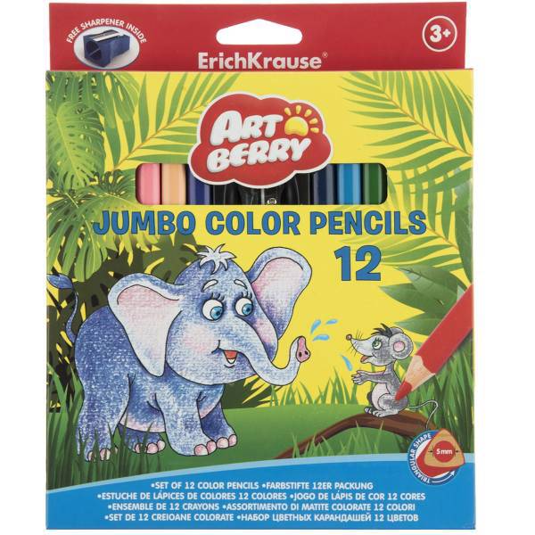 مداد رنگی 12 رنگ اریک کراوزه مدل Jumbo، ErichKrause Jumbo 12 Color Pencil