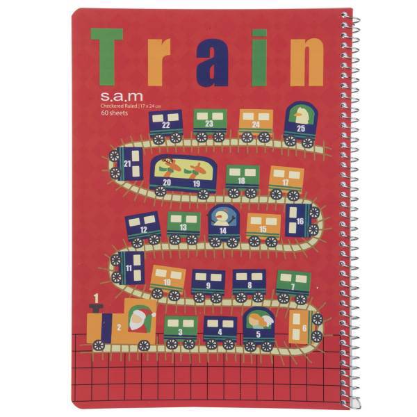 دفتر شطرنجی سم طرح قطار، Sam Train Checkered Notebook