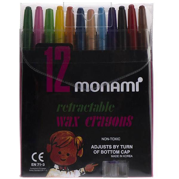 مداد شمعی مومی مونامی - بسته 12 رنگ، Monami Wax Crayons - Pack of 12