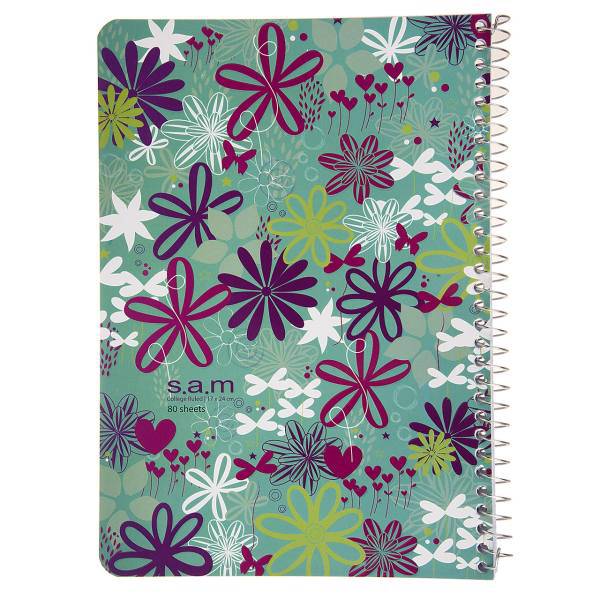 دفتر مشق سم طرح گل های رنگارنگ، Sam Colorful Flowers Design Homework Notebook