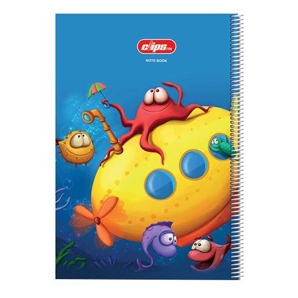 دفتر نقاشی 50 برگ کلیپس طرح دریایی جلد شومیز، Clips 50 Sheets Marine Design Soft Cover Drawing Notebook