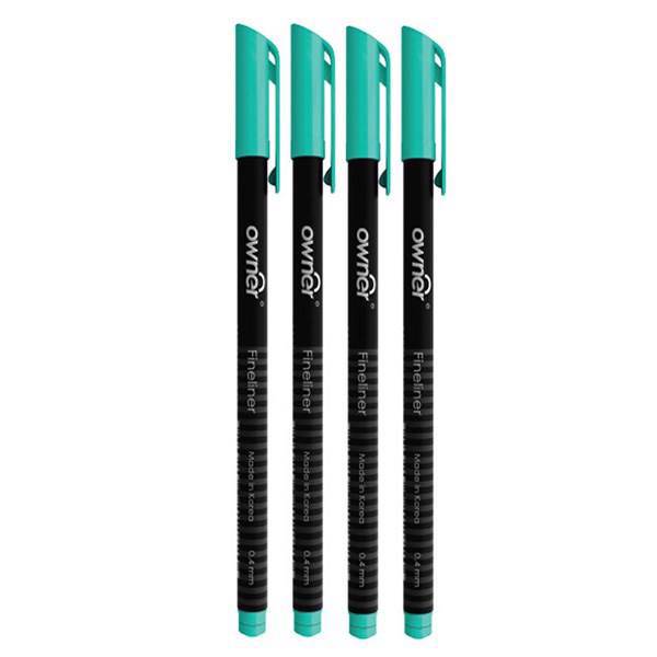 روان نویس اونر مدل Black Body 0.4 Cyan - بسته 4 عددی، Owner Black Body 0.4 Cyan Rollerball Pen - Pack of 4