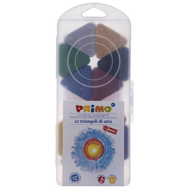 مداد شمعی مثلثی 12 رنگ پریمو مدل 073TRI12AP، Primo 073TRI12AP 12 Color Triangluar Crayon