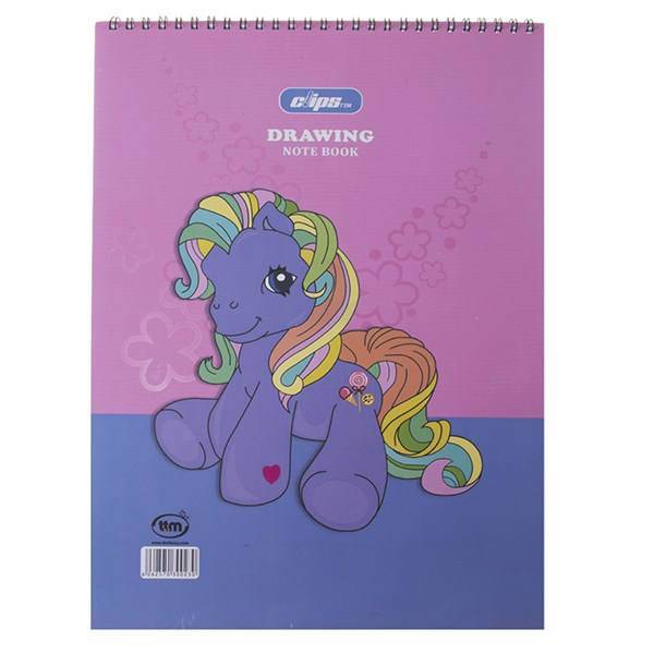 دفتر نقاشی 30 برگ کلیپس طرح پونی جلد شومیز، Clips 30 Sheets Pony Design Soft Cover Painting Notebook