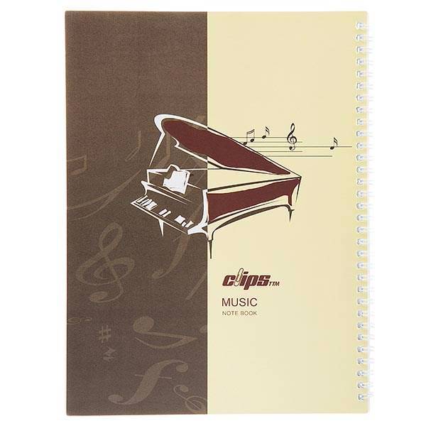 دفتر نت 30 برگ کلیپس طرح پیانو جلد شومیز، Clips 100 Sheets Piano Design Soft Cover Music Notebook