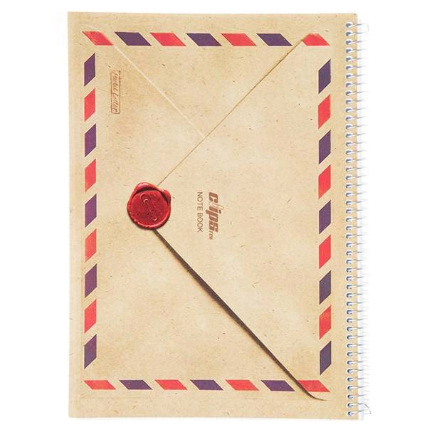 دفتر 100 برگ کلیپس طرح پاکت نامه جلد شومیز، Clips 100 Sheets Ring Cover Envelope Design Notebook