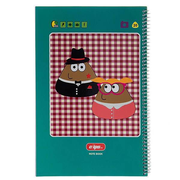 دفتر 100 برگ کلیپس طرح پو جلد شومیز، Clips 100 Sheets Ring Cover Pou Design Notebook