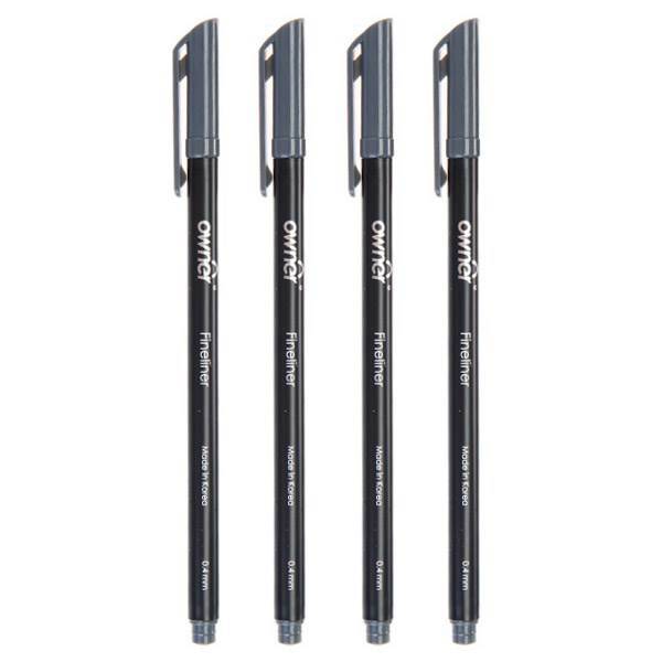 روان نویس اونر مدل Black Body 0.4 Gray - بسته 4 رنگ، Owner Black Body 0.4 Gray Rollerball Pen - Pack of 4